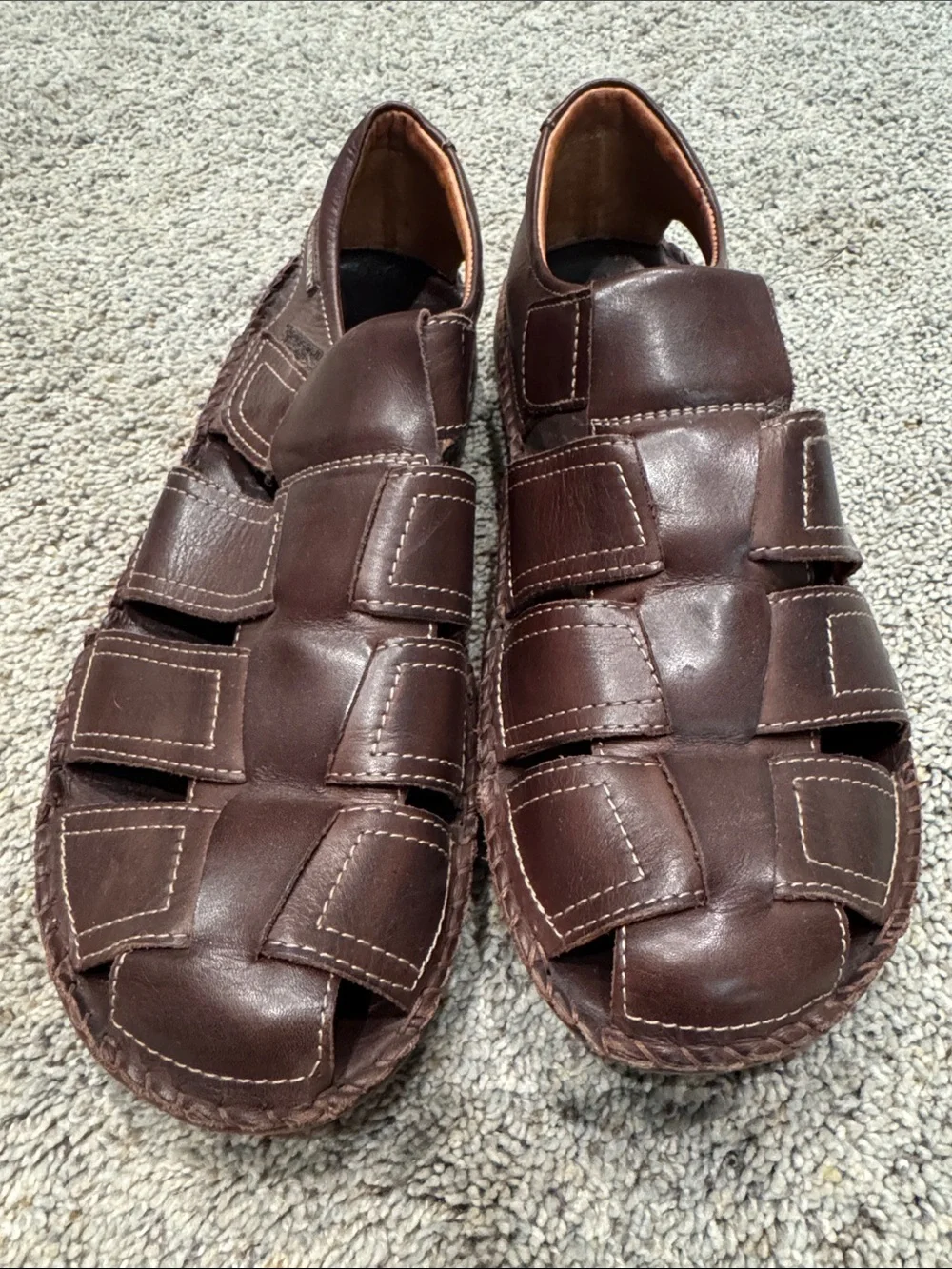 PIKOLINOS Dark Brown Leather Fisherman Sandals